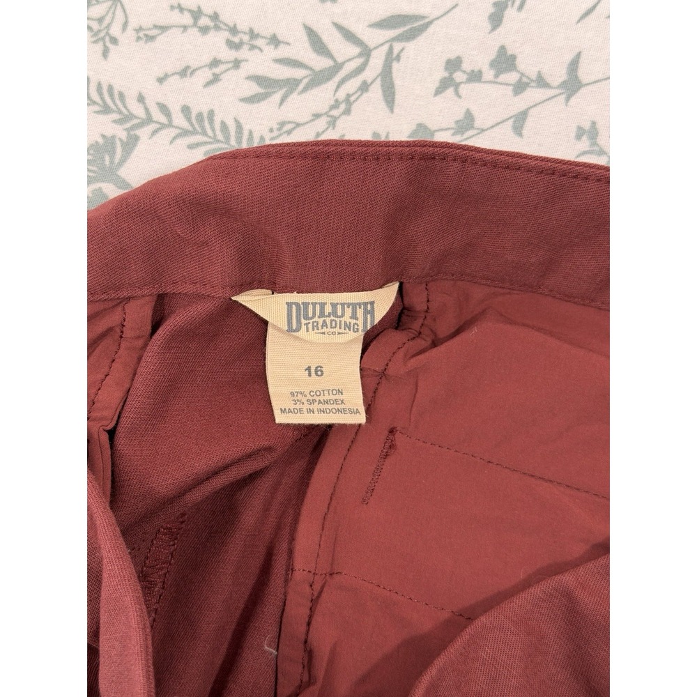 Duluth Trading Co Women's Skirt Size 16 Burgundy Button Front Cotton Blend - Picture 5 of 7